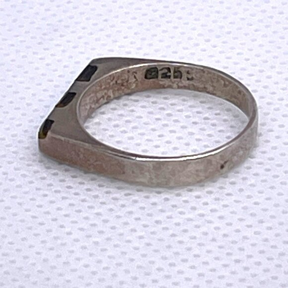 925 Sterling Silver Mexico Abalone Channel Inlay Iridescent Ring Size 6.25 VTG - Picture 10 of 15